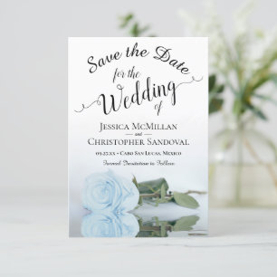 Reserve A Data Refletindo Casamento Romântico de Rosa Azul com De