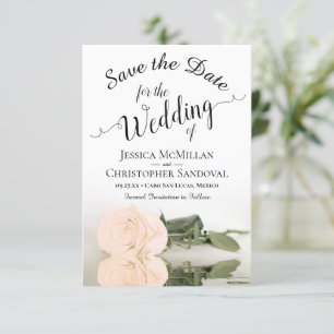 Reserve A Data Refletindo Casamento Romântico de Rosa de Pêssego 