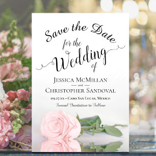 Reserve A Data Refletindo Casamento Romântico Rosa Rosa Rosa Esb