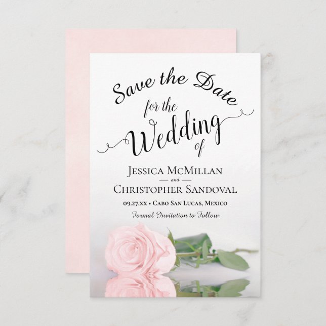 Reserve A Data Refletindo Casamento Romântico Rosa Rosa Rosa Esbr (Frente/Verso)