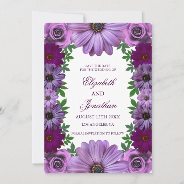 Reserve A Data Regal Purple Floral Wedding (Frente)