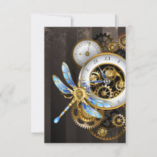 Reserve A Data Relógio Steampunk com Libélula Mecânica