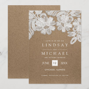 Reserve A Data Renda   Kraft Paper Wedding Save the Date Cards