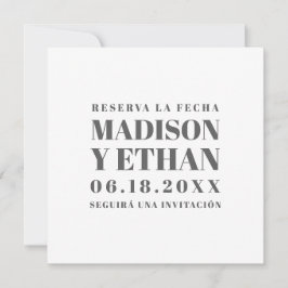 Reserve A Data Reserva La Fecha Cinza moderna e espanhol branco