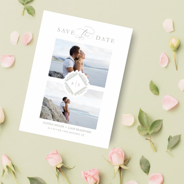 Reserve A Data Reserva La Fecha Iniciais Trend Chic Ornament Soph (Criador carregado)