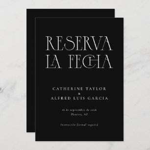 Reserve A Data Reserva La Fecha Moderna Casamento Espanhol Preto