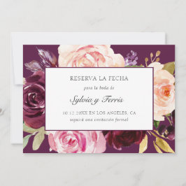 Reserve A Data Reserva la Fecha Purple Floral espanhola