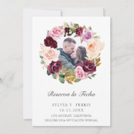 Reserve A Data Reserva la Fecha Purple Foto Floral Espanhola