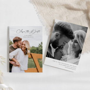 Reserve A Data Retrato de Script Elegante com Foto na parte trase
