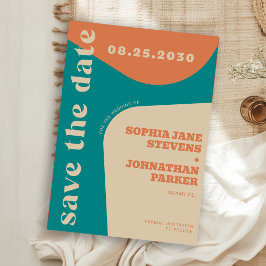 Reserve A Data Retro 70s teal orange beige wedding