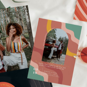 Reserve A Data Retro Anos Setenta Foto em Arco Save the Date