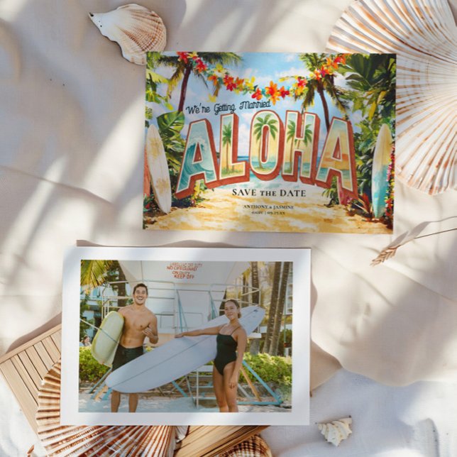 Reserve A Data Retro Beach | Casamento Tropical de Aloha (Criador carregado)