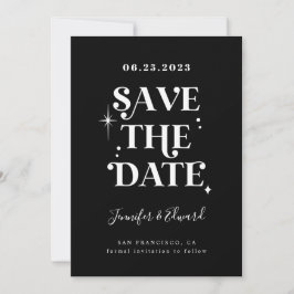 Reserve A Data Retro Black Save The Date Card (Salvar a placa de 