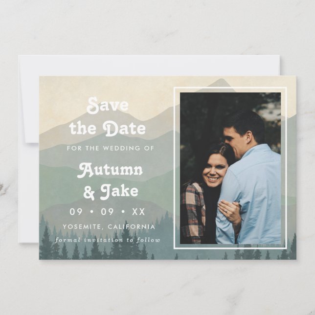 Reserve A Data Retro Blue Mountains Photo Wedding Save The (Frente)