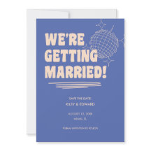 Retro Bold "We're Getting Married" Blue Wedding