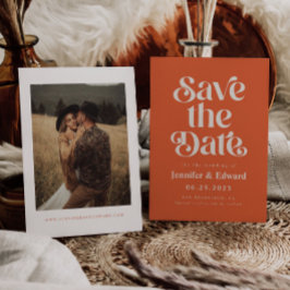 Reserve A Data Retro Burnt Orange Weding Date (Casamento Laranja