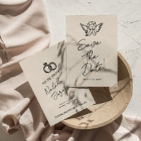 Retro Cupid Quirky Casado Desenho Mão Escrito