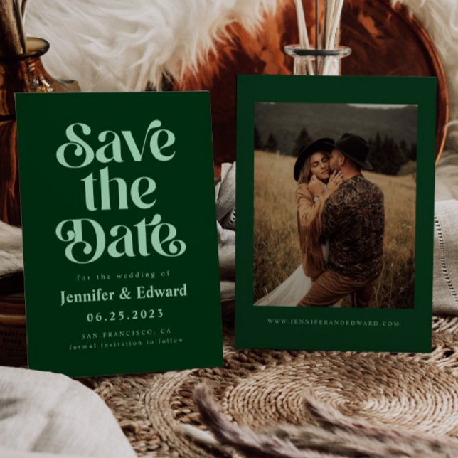 Reserve A Data Retro Emerald Green Wedding (Criador carregado)