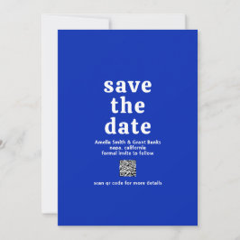 Reserve A Data Retro Font Royal Blue QR Code Modern Wedn