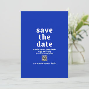 Reserve A Data Retro Font Royal Blue QR Code Modern Wedn