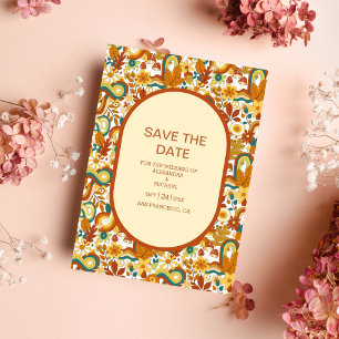 Reserve A Data Retro Groovy 70's Themed Muted Tones Wedding Save
