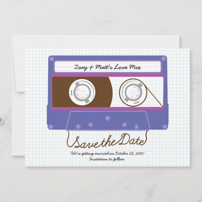 Reserve A Data Retro Indie Mixtape Roxo / Azul Salve a Data (Frente)