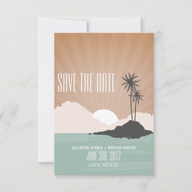 Reserve A Data Retro Inspirou Island Beach Weding Date (Salvando  (Frente)