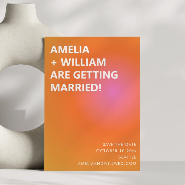 Reserve A Data Retro Orange Pink Bold Gradient Modern Wedding  (Criador carregado)