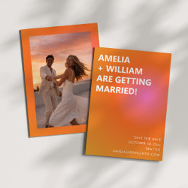 Reserve A Data Retro Orange Pink Bold Gradient Photo Wedding
