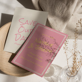 Reserve A Data Retro Pink Yellow Colorful Pastel Funky Wedding