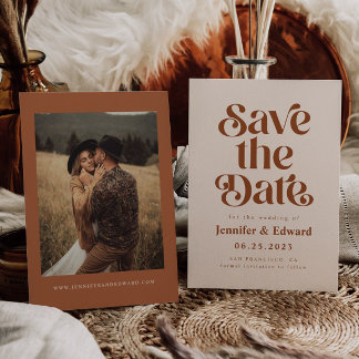 Reserve A Data Retro Terracotta Wedding