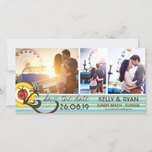 Reserve A Data Retro Tropical Beach Sunset Palm Trees 3 Foto