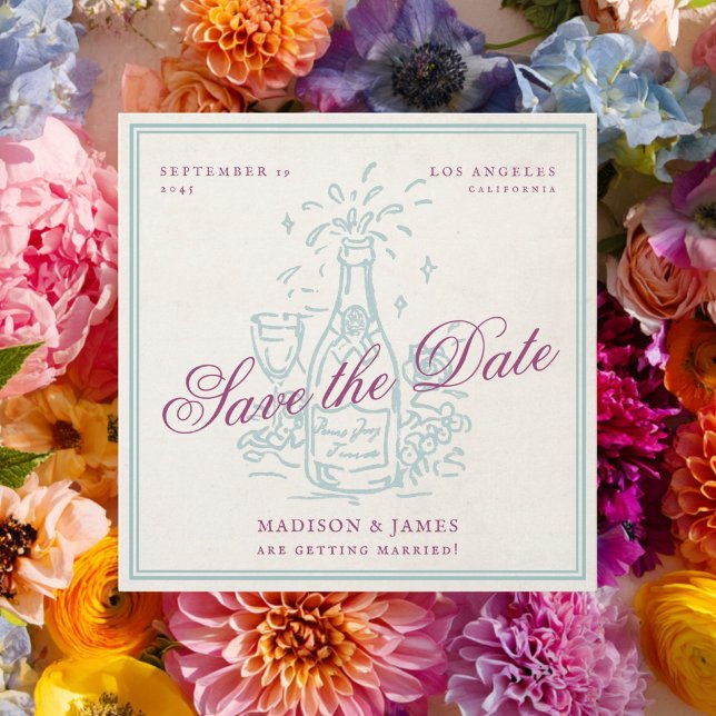 Reserve A Data Retro Vintage Champagne Purple Wedding (Criador carregado)