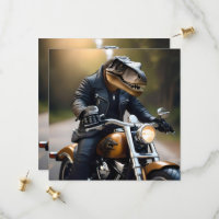 **"Rex Revved Up: T-Rex em couro em uma moto