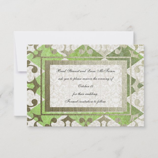 Reserve A Data Rico Verde Dourado Harlequin Medieval salvar a dat (Frente)