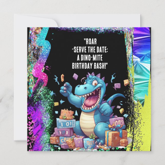 Reserve A Data "Roar Serve a Data: Uma Bacia de Aniversário Dino- (Frente)