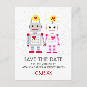 Reserve A Data Robots Weding The Date Card