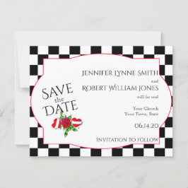 Reserve A Data Rockabilly Hearts and Rosa Wedding Save the Date