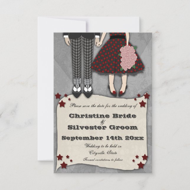Reserve A Data Rockabilly Wedding, 3,5x5, salvar data (Frente)