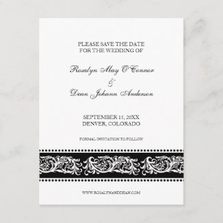 Reserve A Data Rolar casamento elegante de B&W salvar a data da p