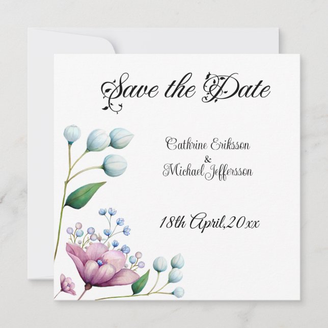 Reserve A Data Romance Botânico Suave De Casamento Floral Elegant (Frente)