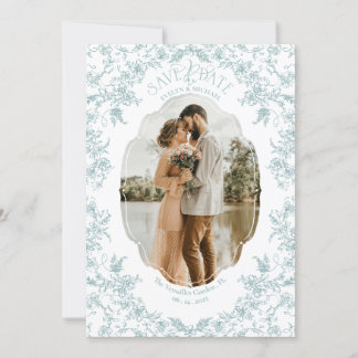 Reserve A Data Romance Floral Chinoiserie Clássico Algo Azul