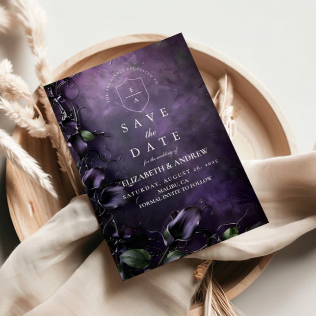 Reserve A Data Romance Gótica Violeta Escura (Criador carregado)