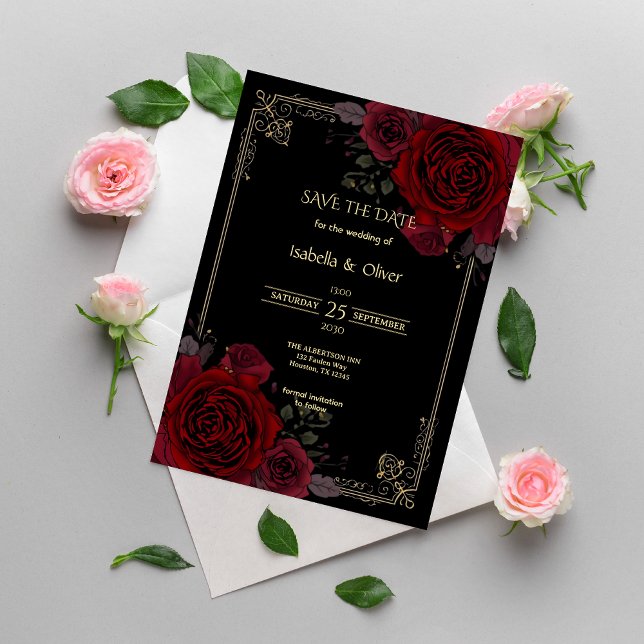 Reserve A Data Romance Gótico Elegante Salvar a Data de Casamento (Criador carregado)