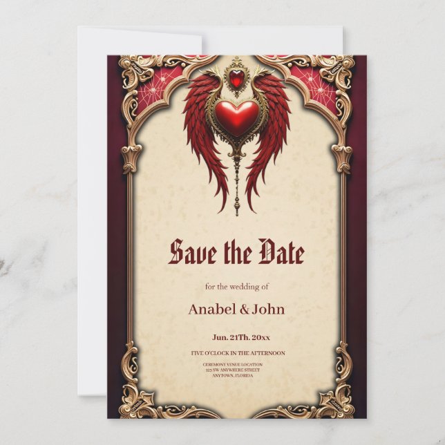 Reserve A Data Romance venenoso com coração e asas. (Frente)