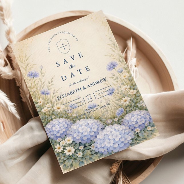 Reserve A Data Romantic Blue Hydrangea Wedding (Criador carregado)