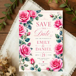 Reserve A Data Romantic Floral Watercolor Pink Rose