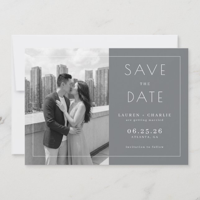 Reserve A Data Romantic Gray Minimalist Photo (Frente)