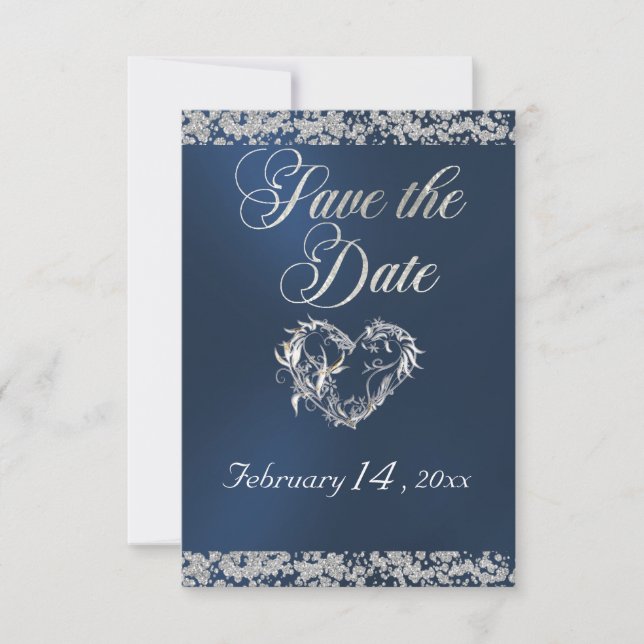 Reserve A Data Romantic Heart & Glitter on Blue (Frente)