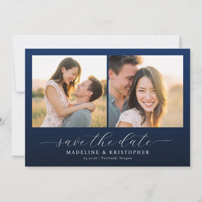 Reserve A Data Romantic Navy Photo Collage (Frente)